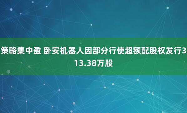 策略集中盈 卧安机器人因部分行使超额配股权发行313.38万股