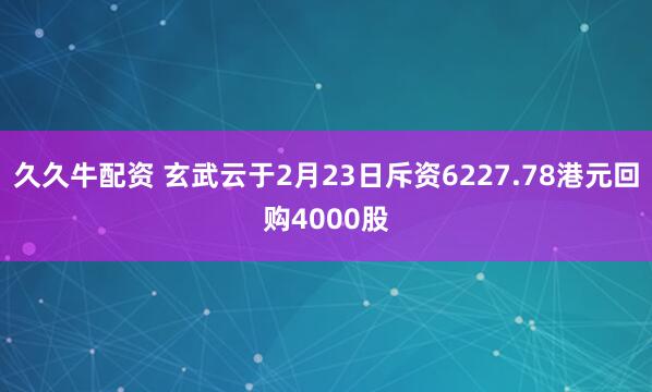 久久牛配资 玄武云于2月23日斥资6227.78港元回购4000股