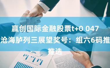 赢创国际金融股票t+0 047期沧海胪列三展望奖号：组六6码推选
