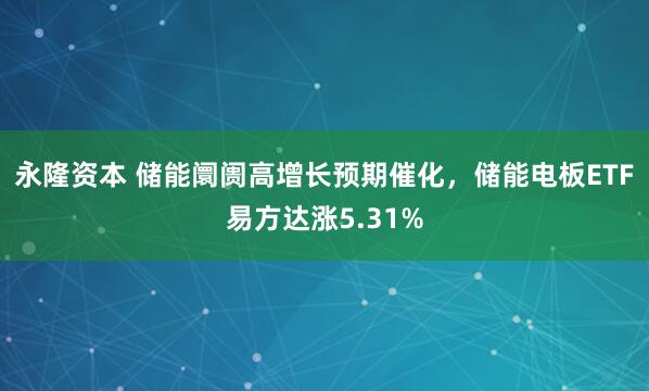 永隆资本 储能阛阓高增长预期催化，储能电板ETF易方达涨5.31%