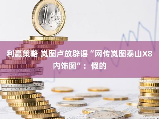 利赢策略 岚图卢放辟谣“网传岚图泰山X8内饰图”：假的