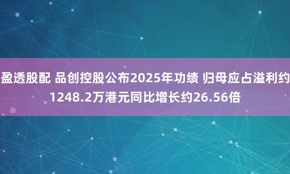 盈透股配 品创控股公布2025年功绩 归母应占溢利约1248.2万港元同比增长约26.56倍