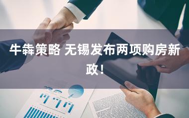 牛犇策略 无锡发布两项购房新政！
